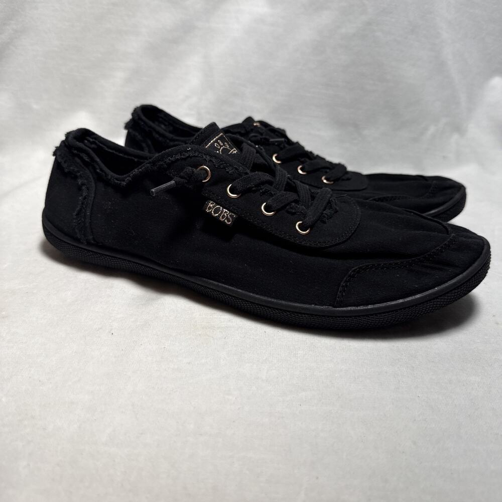 Bob’s Sneakers Size 11 Slip On Black and Rose Gold Leopard Print Cute